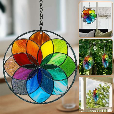 Acrylic Dyed Rainbow Window Panel Hanging Wall Hanging Suncatcher (1/4)