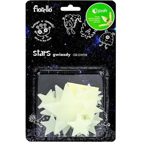 Fluoreszierende Sternendekorationen, gemischt, 24 Stück. fiorello GR-GW08