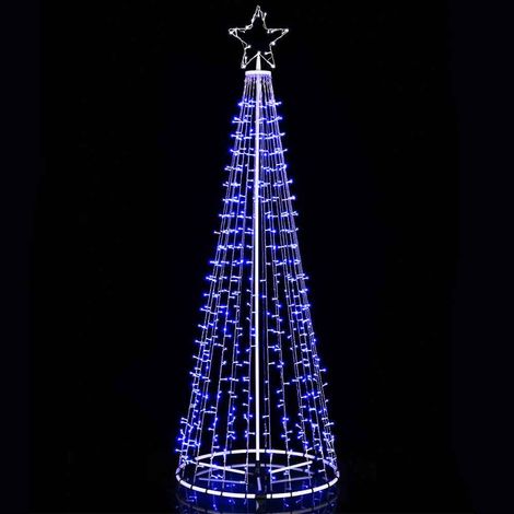 Albero Natale Luminoso 224 cm 592 LED BLU 8 Giochi Luce in Metallo per Esterno (1/5)