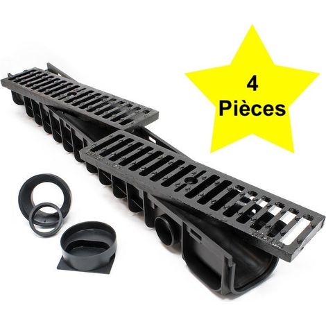 4 Caniveaux 1 mètre avec grille de protection fonte max. 25 tonnes (1/5)