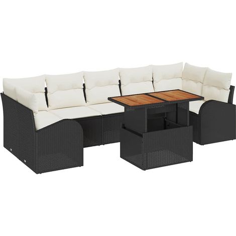 Garden Sofa Set with Storage 8 pcs Black Poly rattan vidaXL