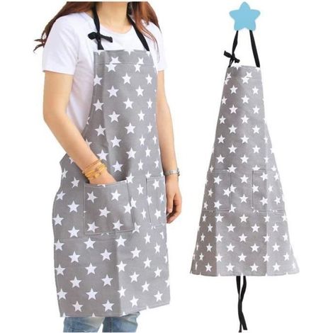 Tabliers de Cuisine pour Femme - - Gris - Toile de Coton - 2 Poches - Imperméables (1/4)