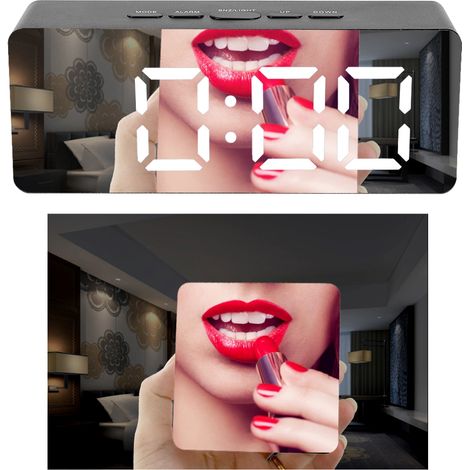 Réveil électronique numérique LED multifonction miroir maquillage pour bureau domestique (1/5)