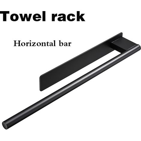 Barre Serviettes Hôtel Simple 304 Sans Perçage - Porte-Serviettes Inox avec Étagère pour Salle de Bain Noir /Maison (1/5)