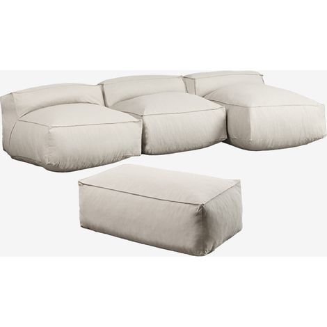 Canapé modulaire 3 pièces avec méridienne et pouf pour jardin Dojans SKLUM Beige Semoline (1/5)