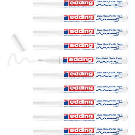 edding 751 Marqueur peinture brillante boite en carton de 10 blanc (1/4)