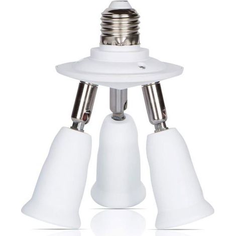 Lot de 2 adaptateurs 3-en-1 E27/E26, pliables à 180° et rotatifs à 360°, pour ampoules LED, répartiteur de douille. (1/5)