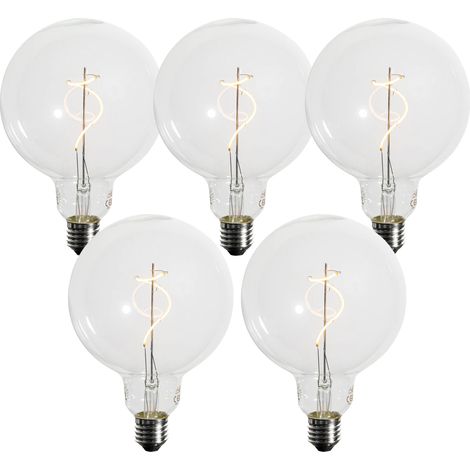 LUEDD Set di 5 lampadine LED E27 dimmerabili a filamento a spirale G125 4W 270 lm 2200K