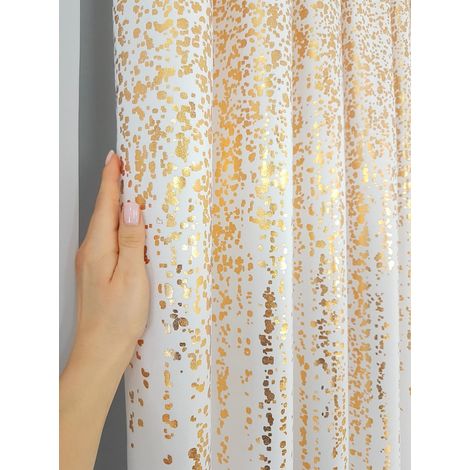 Cortina de terciopelo blanco decorada con lluvia dorada (1/5)