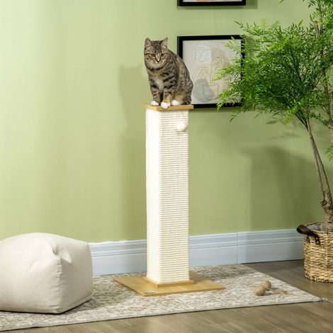 Árbol para gatos con juguetes, 38 cm x 38 cm x 80 cm, beige + natural (1/5)