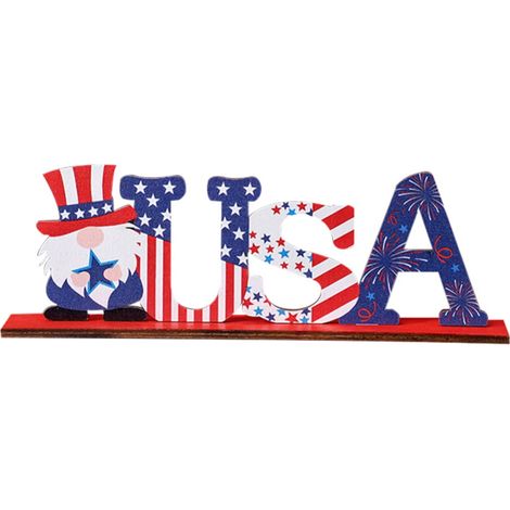 Centre De Table - Bois Naturel - Décoration Intérieure Et Bureau - Motif Patriotique Neutre - Réutilisable - 15 X 12 X 3 Cm - 460 G (1/5)