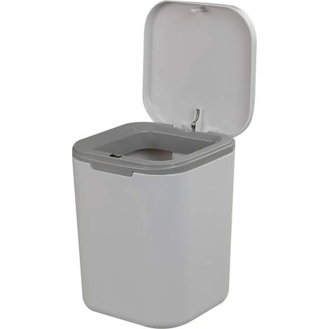 Poubelle de comptoir compacte de 0,5 gallon (1,9 litre), mini poubelle de bureau à bouton-poussoir, blanche (1/5)