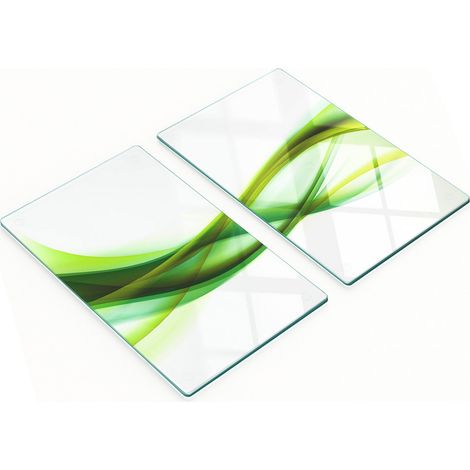 Tableaux décoratifs en verre multifonctionnels, motif vagues abstraites, 2 x 30 x 52 cm (1/5)