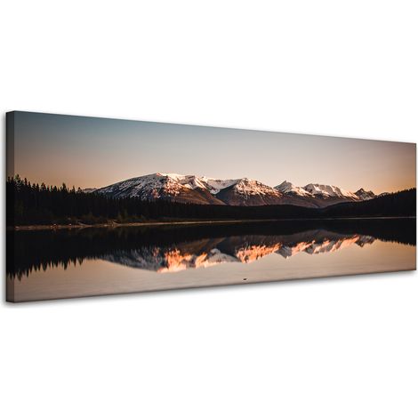 Leinwanddruck Naturlandschaft Berge Teich 120x40