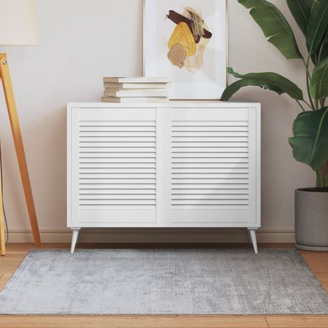 Portes d'armoire à lattes, lot de 2, blanches, 61,5 x 49,4 cm, en bois massif