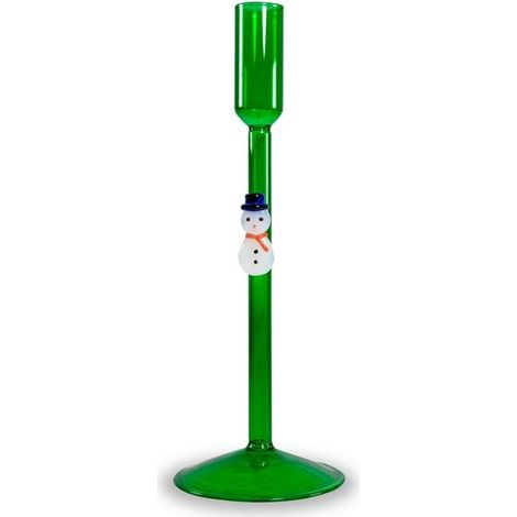 WD LifeStyle Portacandela Pupazzo di Neve Verde in Vetro – Decorazione Natalizia (1/2)