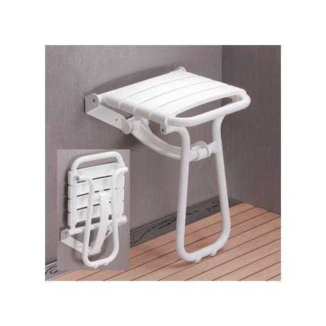 Asiento de ducha plegable con caballete automático