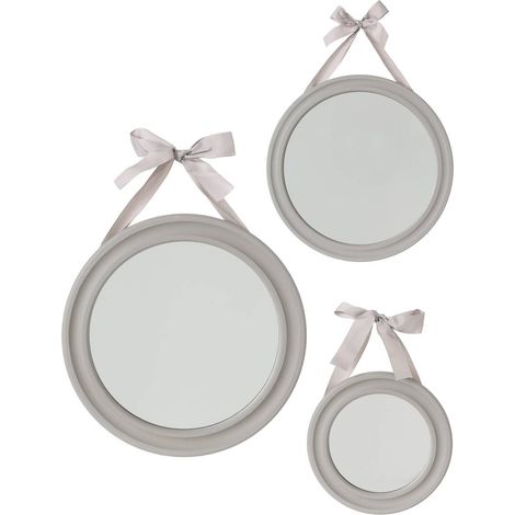 Set di 3 specchi rotondi Ribbon D20 27 33,5 cm - Taupe - Atmosphera créateur d'intérieur
