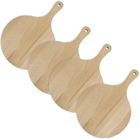 Lot de 4 planches à pizza et tarte flambée en bois 30 cm Fackelmann Pizzas Lovers