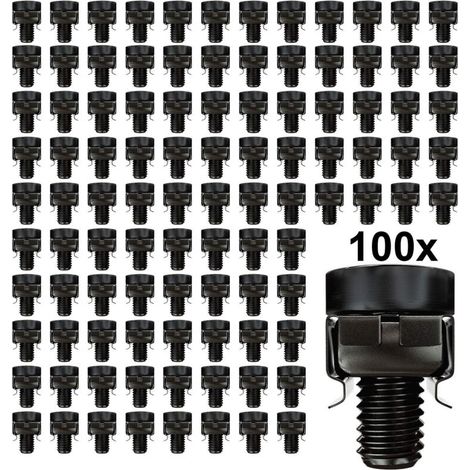 100x M6 Cage Screws and Nuts for Network Cabinets - 10" & 19" Server Racks - Steel - Black (1/5)