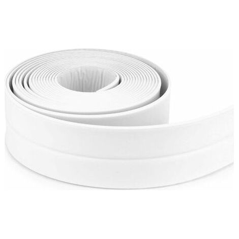 Bande D'étanchéité Salle de bains - Joint silicone blanc - Ruban baignoire PE auto-adhésif - Cuisine - Coin calfeutrage - UX inclus - 320x3.8CM (1/4)