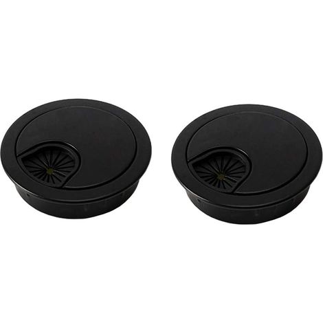 Lot de 2 cache-trous pour câble de 60 mm Noir (1/5)