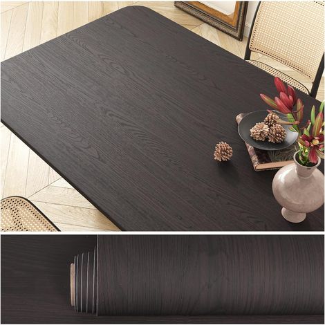 Papier Peint Bois Brun Café 40 cm x 300 cm Papier Adhesif pour Meuble Bois Brun Foncé Revetement Plan de Travail Cuisine Lavable Papiers Peints pour Porte Placard Chambre Salle de Bain (1/5)