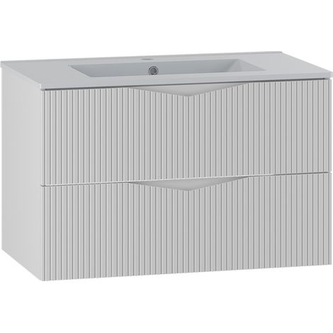 Meuble simple vasque encastrée 80cm Tao Blanc