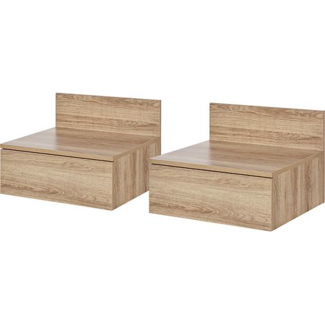 Tables de nuit flottantes avec tiroir 43x36.5x30.5 cm Naturel (1/5)