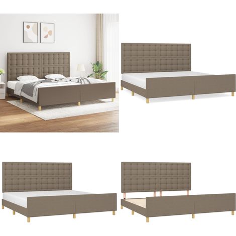 Bettgestell ohne Matratze Taupe 200x200 cm Stoff - Bettsystem - Boxspringbetten - Doppelbett - Lattenrost - Massivholzbette - Home & Living (1/5)