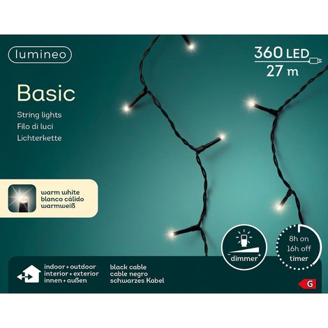 Lumineo LED Lichterkette Basic schwarz 27 Meter 360 Lichter - warmweiß (1/4)