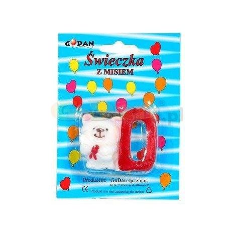 Vela numérica con osito de peluche 0 1 unidad.