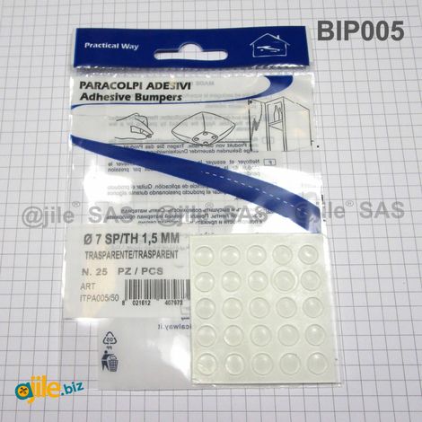 Ajile - Butée Adhésive Dôme Transparente Diamètre 7 mm Épaisseur 1,5 mm x 25 pièces