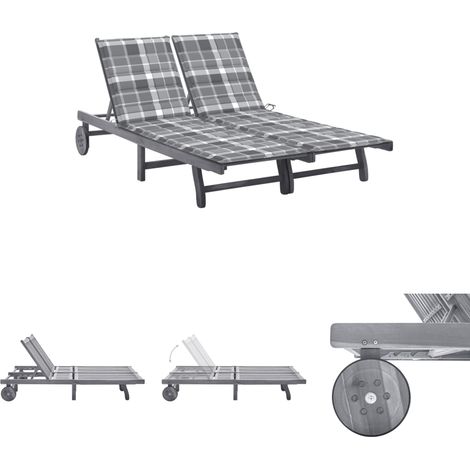 Relaxliege - vidaXL 2-Personen-Sonnenliege mit Auflage Grau Akazie Massivholz - Auflage (1/5)