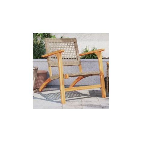 Chaises de jardin lot de 2 beige résine tressée bois d’acacia (1/5)