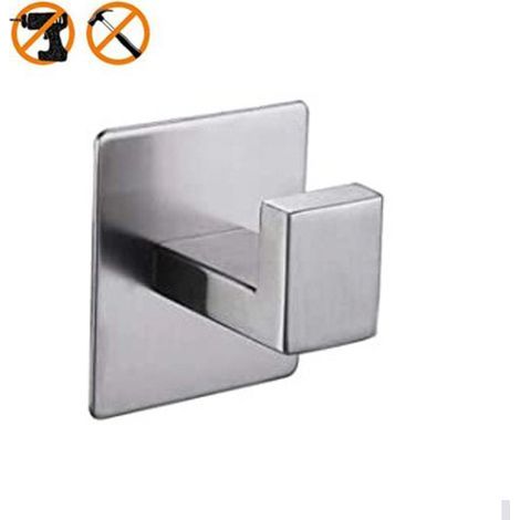 Klebehaken, Badezimmer-Wand-Klebehaken, Küchenhandtuch-Aufhänger, Bilder-Aufhänger ohne Bohren, selbstklebender Aufkleber-Haken aus Edelstahl, Silber (1/5)