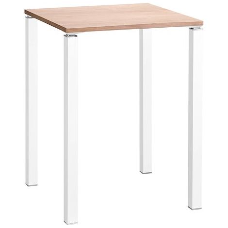 Table haute 80 x 80 cm chêne clair Exprim pieds blanc - Maxiburo (1/4)