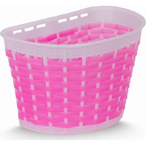 Cesta infantil para bicicleta de plástico de 12, 14 y 16 pulgadas, color blanco y rosa.