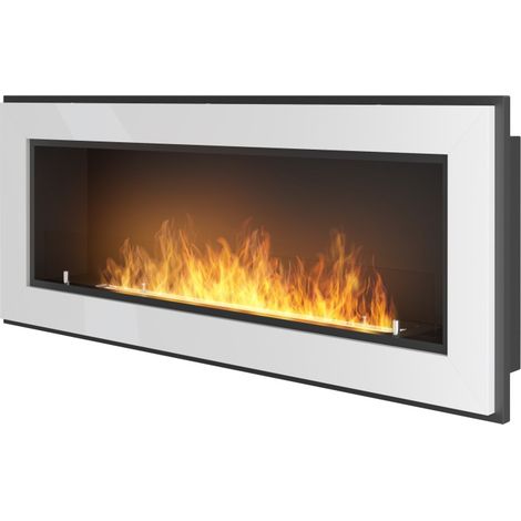 Caminetto a Bioetanolo Frame 1200 SimpleFire da incasso Bianco con Vetro