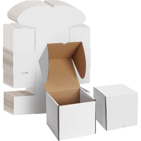 Boîte en Carton Blanche 16x16x16 cm, Lot de 20 Boites Carton d'Expédition (1/5)
