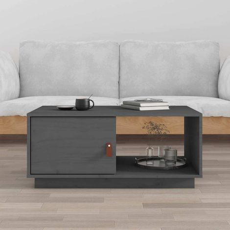 vidaXL Table basse Gris 80x50x35,5 cm Bois massif de pin (1/5)