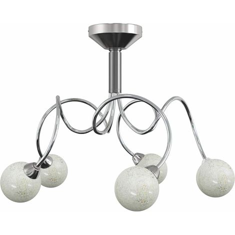 vidaXL Lámpara de techo pantallas cristal redonda 5 bombillas LED G9 (1/2)