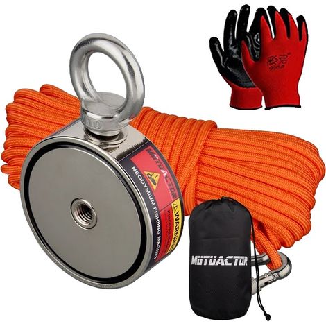 Imán de neodimio, alta fuerza de atracción, 250 kg x 2 cables (1/2)
