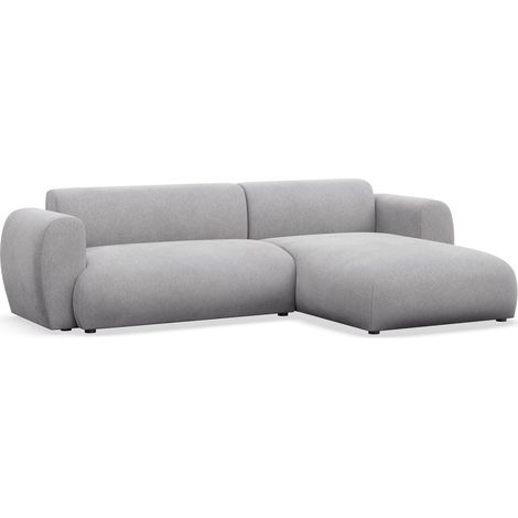 Selsey Emia – L-Form Ecksofa mit Schlaffunktion, Chenille-Stoff, rechts ausgerichtet, Grau