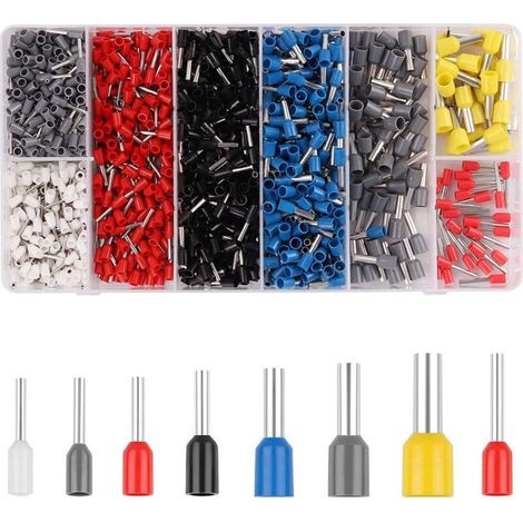 1200 terminali elettrici a crimpare con cavo isolato, set di terminali a pressione blu, rossi, gialli, bianchi, grigi, neri maschio.