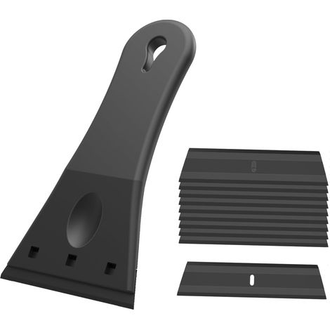 BRAVIX Grattoir Plastique(Grande Taille) avec 10 Lames(3inch), pour Enlever les étiquettes, a Colle, la Peinture, Autocollants et Décalcomanies, PLA ou le PETG, Noir (1/5)