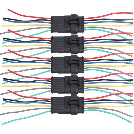 Connecteur électrique automobile étanche 6P, 5 pièces, ignifuge, résistant et antioxydant, pour câblage voiture, robuste et fiable. (1/5)