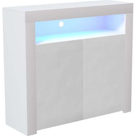 Nova LED Sideboard 2 Door Modern High Gloss Storage Cabinet Cupboard, White (1/5)