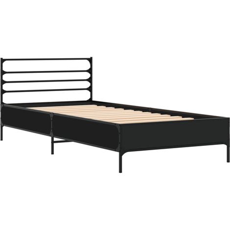 Bettgestell Schwarz 90x200 cm Holzwerkstoff und Metall vidaXL (1/4)