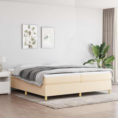 Sommier à ressorts de lit - Sommier pour Adulte et Enfant - Crème 200x200 cm Tissu BV877579 - BonneVie (1/5)